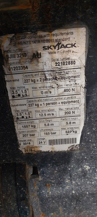 Used Equipment - 2016 Skyjack SJ6832 RT Scissor Lift